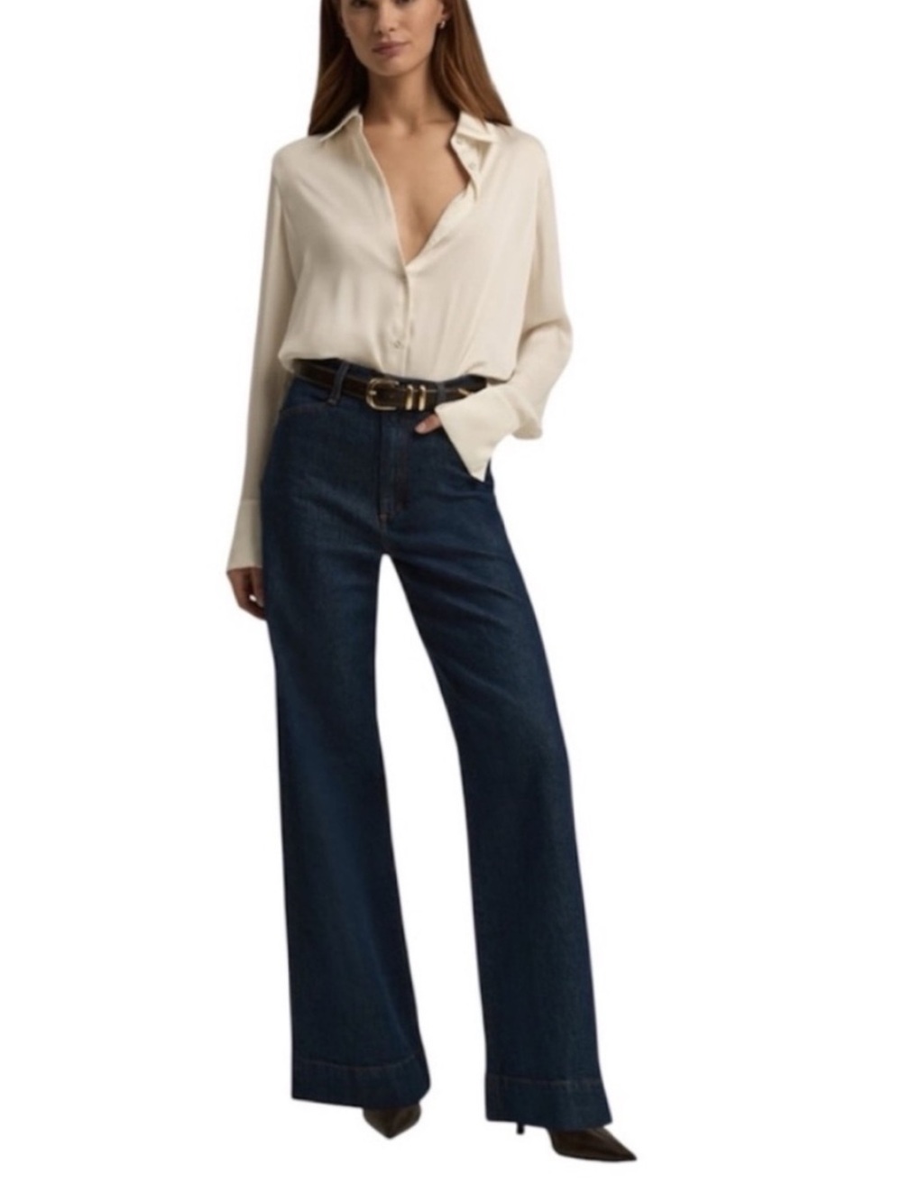 Favorite Daughter THE MISCHA Super High Rise
Wide Leg Pepper Wash Size 32